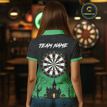 Load image into Gallery viewer, Custom Black And Green Halloween Darts Shirt For Women, Darts Jerseys Outfit Team Polo &amp; 1/4 Zip TDM4566