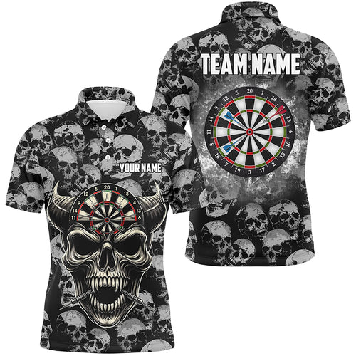 Personalized Retro Skull Pattern Darts Shirts For Men Custom Funny Skull Darts Jerseys For Team TDM2472