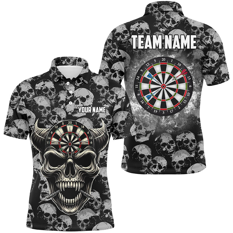 Personalized Retro Skull Pattern Darts Shirts For Men Custom Funny Skull Darts Jerseys For Team TDM2472