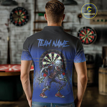 Load image into Gallery viewer, Custom Zombie Blue Dart Shirt With Pocket Option For Men, Dart Team Jerseys TDM4771