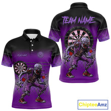 Load image into Gallery viewer, Custom Zombie Purple Dart Shirt With Pocket Option For Men, Dart Team Jerseys TDM4772