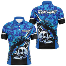 Load image into Gallery viewer, Blue Skull Pattern Custom Billiard Shirts For Men, Scary Billiard Shirts Pool Team Jerseys TDM2725