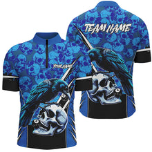 Load image into Gallery viewer, Blue Skull Pattern Custom Billiard Shirts For Men, Scary Billiard Shirts Pool Team Jerseys TDM2725