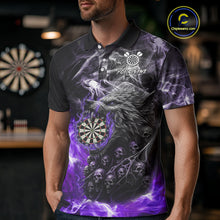Load image into Gallery viewer, Personalized Wolf And Skull Smoke Purple Mens Dart Shirts Custom Dart Jerseys Team Polo &amp; 1/4 Zip TDM5184