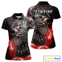 Load image into Gallery viewer, Personalized Wolf And Skull Smoke Red Womens Dart Shirts Custom Dart Jerseys Team Polo &amp; 1/4 Zip TDM5185