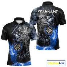 Load image into Gallery viewer, Personalized Wolf And Skull Smoke Blue Mens Dart Shirts Custom Dart Jerseys Team Polo &amp; 1/4 Zip TDM5186