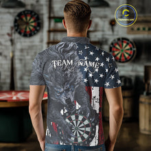 Load image into Gallery viewer, Personalized Grunge American Flag Wolf Darts Shirt For Men, Patriotic Dart Team Jerseys TDM5187