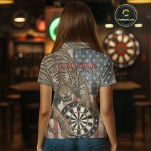 Load image into Gallery viewer, Personalized Vintage American Flag Tiger Darts Shirt For Women, Patriotic Dart Team Jerseys TDM5189