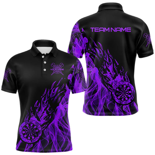 Black And Purple Dartboard Fire Flame Darts Polo, Quarter Zip Custom Dart Shirt For Men Dart Jersey TDM3409