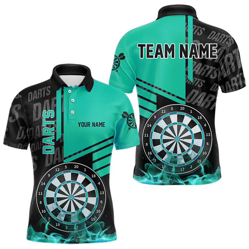 Black And Turquoise Darts Shirts For Men Custom Darts League Team Jerseys Darts Polo & 1/4 Zip TDM3413