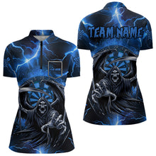 Load image into Gallery viewer, Blue Death Skeleton Custom Thunder Lightning Women Dart Shirts, Darts Jerseys TDM3550