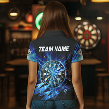 Load image into Gallery viewer, Blue Dartboard Storm Lightning Dart Shirts For Women Custom Dart Jerseys TDM3553