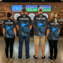 Load image into Gallery viewer, Custom Lightning Flame Darts Shirt For Men, Darts Jersey Pocket Option|Blue TDM5913