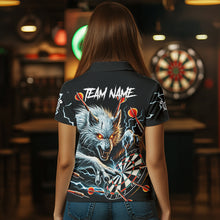 Load image into Gallery viewer, Personalized Wolf Thunder Lightning Darts Polo, Quarter Zip Custom Dart Shirts For Women Darts Jersey TDM3710