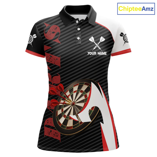 Personalized Darts Polo & Quater Zip For Women Custom Darts Tournament Team Jersey |Red TDM6067