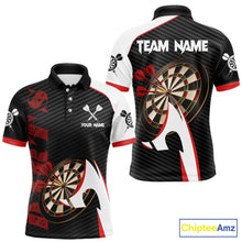 Load image into Gallery viewer, Personalized Darts Polo &amp; Quater Zip For Men Custom Darts Tournament Team Jersey |Red TDM6067