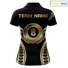 Load image into Gallery viewer, Personalized Black &amp; Gold Tribal Pattern 8 Ball Pool Billiard Shirts For Women Billiard Attire Gifts NYN2821