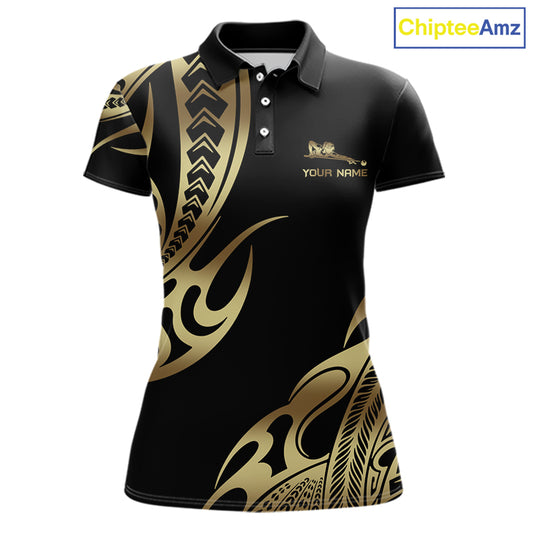 Personalized Black & Gold Tribal Pattern 8 Ball Pool Billiard Shirts For Women Billiard Attire Gifts NYN2821