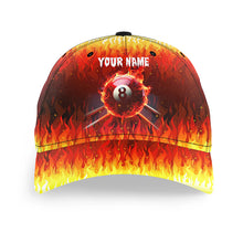 Load image into Gallery viewer, Personalized 3D 8 Ball Pool Fire Billiard Hats Custom Name Billiard Baseball Caps For Pooler TDM1433