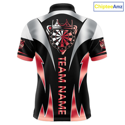 Personalized Crown Darts Shirt For Men Custom Darts Tournament Jersey Team Polo & 1/4 Zip |Red TDM6315