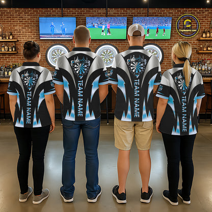 Personalized Crown Darts Shirt For Women Custom Darts Tournament Jersey Team Polo & 1/4 Zip |Blue TDM6316