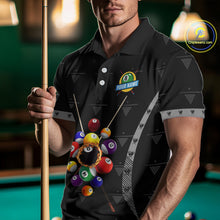 Load image into Gallery viewer, Custom Black Billiard Jerseys Polo &amp; Quarter Zip For Men, 8 Ball Pool Billiard Team Shirts TDM3979
