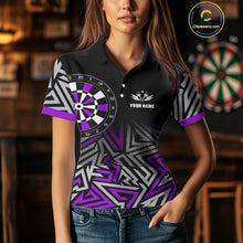 Load image into Gallery viewer, Personalized Darts Heartbeat Zig-Zag Pattern Custom Dart Shirts For Women, Dart Team Jersey|Purple TDM3983