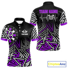 Load image into Gallery viewer, Personalized Darts Heartbeat Zig-Zag Pattern Custom Dart Shirts For Men, Dart Team Jersey|Purple TDM3983