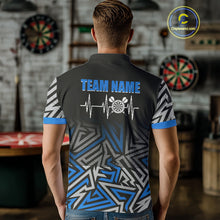 Load image into Gallery viewer, Personalized Darts Heartbeat Zig-Zag Pattern Custom Dart Shirts For Men, Dart Team Jersey|Blue TDM3984