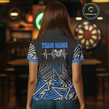 Load image into Gallery viewer, Personalized Darts Heartbeat Zig-Zag Pattern Custom Dart Shirts For Women, Dart Team Jersey|Blue TDM3984