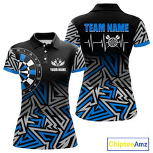 Load image into Gallery viewer, Personalized Darts Heartbeat Zig-Zag Pattern Custom Dart Shirts For Women, Dart Team Jersey|Blue TDM3984