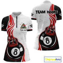 Load image into Gallery viewer, Personalized 8 Ball Pool Crown Billiard Shirt For Women Custom Pool Jersey Billiard Team Shirt |Red TDM4180