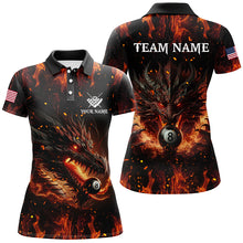 Load image into Gallery viewer, Personalized Dragon 8 Ball Pool Fire Flame Women Polo &amp; Quarter-Zip Shirts, Unique Billiard Attire TDM2008