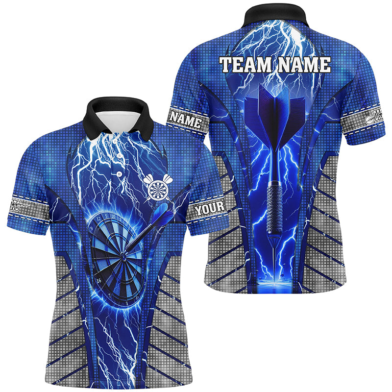 Personalized Blue Dartboard Thunder Lightning Darts Shirts For Men, Team League Darts Jerseys TDM2215