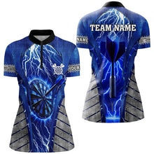 Load image into Gallery viewer, Personalized Blue Dartboard Thunder Lightning Darts Shirts For Women, Team League Darts Jerseys TDM2215