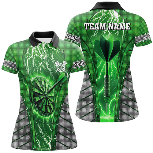 Personalized Green Dartboard Thunder Lightning Darts Shirts For Women, Team League Darts Jerseys TDM2216