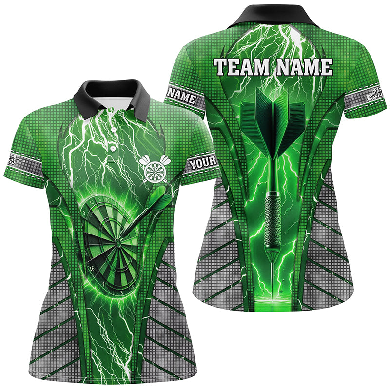 Personalized Green Dartboard Thunder Lightning Darts Shirts For Women, Team League Darts Jerseys TDM2216