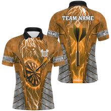Load image into Gallery viewer, Personalized Orange Dartboard Thunder Lightning Darts Shirts For Men, Team League Darts Jerseys TDM2217