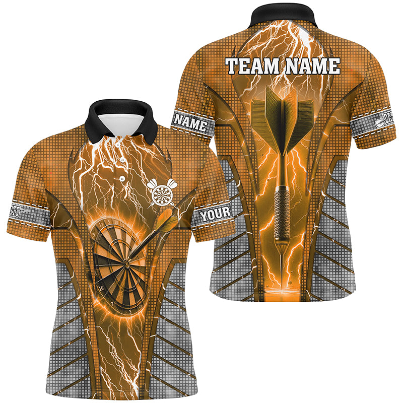 Personalized Orange Dartboard Thunder Lightning Darts Shirts For Men, Team League Darts Jerseys TDM2217