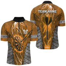 Load image into Gallery viewer, Personalized Orange Dartboard Thunder Lightning Darts Shirts For Men, Team League Darts Jerseys TDM2217