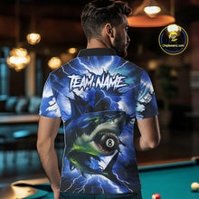 Load image into Gallery viewer, Thunder Lightning Storm Custom Shark Billiard Shirt For Men, 8 Ball Pool Billiard Team Jersey|Blue TDM4571