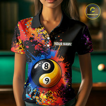 Load image into Gallery viewer, Colorful Billiard Jersey For Women Custom Funny Yin-Yang 8&amp;9 Ball Pool Team Shirts Polo &amp; 1/4 Zip TDM4574