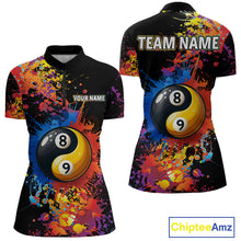 Load image into Gallery viewer, Colorful Billiard Jersey For Women Custom Funny Yin-Yang 8&amp;9 Ball Pool Team Shirts Polo &amp; 1/4 Zip TDM4574