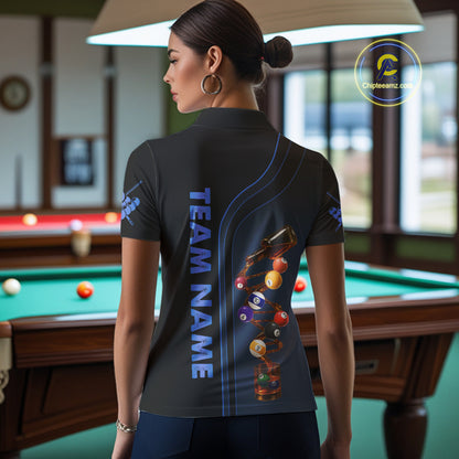 Funny DNA Wine Billiard Shirt For Women Custom Pool Team Shirts, Billiard Jersey Polo & 1/4 Zip|Blue TDM5195