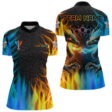 Load image into Gallery viewer, Personalized Dragon Water Fire 3D Dart Polo &amp; Quarter Zip Custom Dart Shirts For Women Dart Jerseys TDM3213