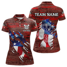 Load image into Gallery viewer, Personalized Red Grunge American Flag Darts Shirts For Women Custom Patriotic Darts Team Jerseys TDM3214