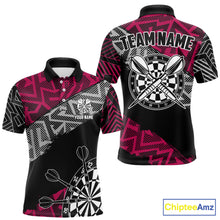 Load image into Gallery viewer, Custom Darts Shirts For Men Personalized Zig-Zag Pattern Dart Jersey, Cool Darts Team Shirts|Pink TDM5453