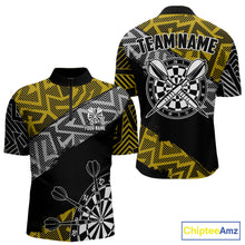 Load image into Gallery viewer, Custom Darts Shirt For Men Personalized Zig-Zag Pattern Dart Jersey, Cool Dart Team Shirts|Yellow TDM5454