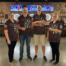 Load image into Gallery viewer, Black And Red Retro Camo Darts Shirt For Men Custom Darts Jersey Team Polo &amp; Quarter Zip TDM5456