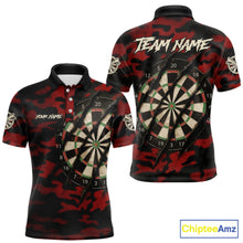 Load image into Gallery viewer, Black And Red Retro Camo Darts Shirt For Men Custom Darts Jersey Team Polo &amp; Quarter Zip TDM5456